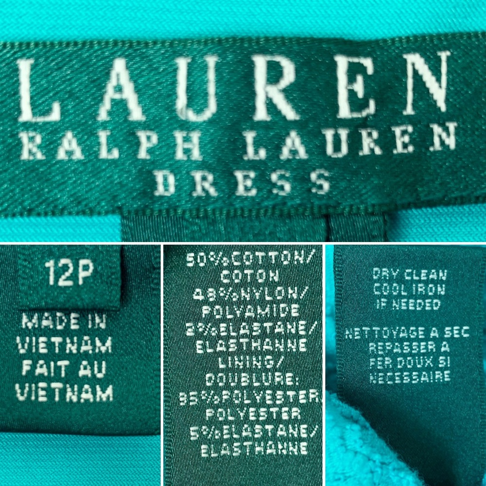 RALPH LAUREN Teal Turquoise Lace Sheath Dress 12P - Picture 7 of 7